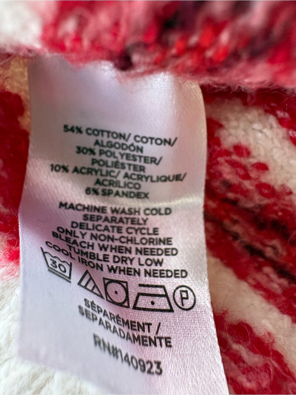 LOFT Fair Isle Red & White Striped Everyday Crewneck Sweater Sz L - Picture 4 of 6